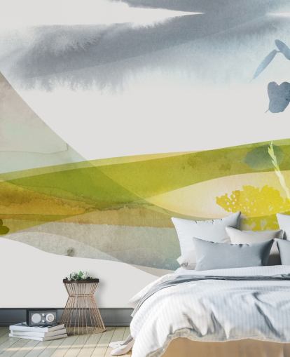 yellow and grey watercolour landscape wallpaper