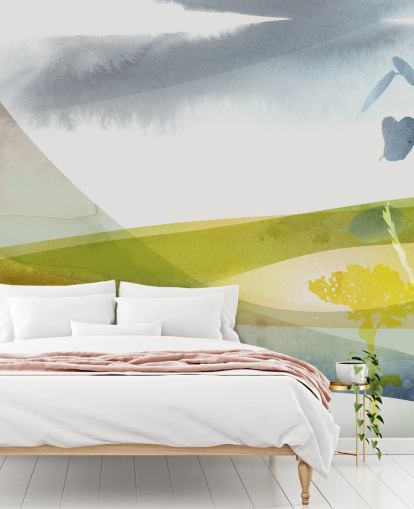 yellow and grey watercolour landscape wallpaper