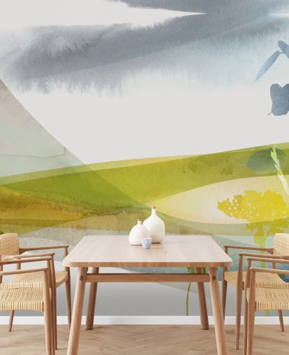 yellow and gray watercolor landscape wallpaper