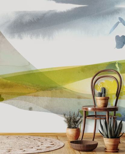 yellow and gray watercolor landscape wallpaper