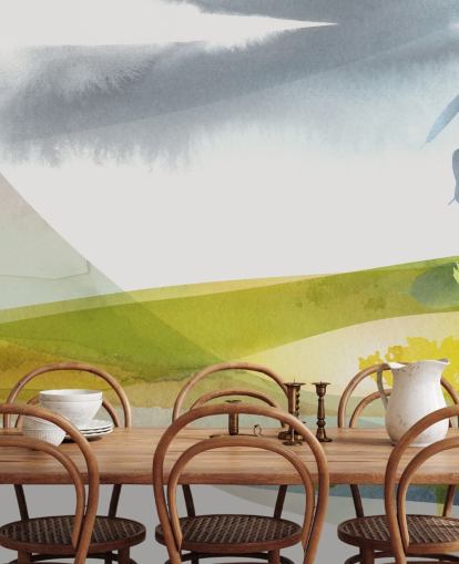 papel de parede de paisagem aquarela amarela e cinza