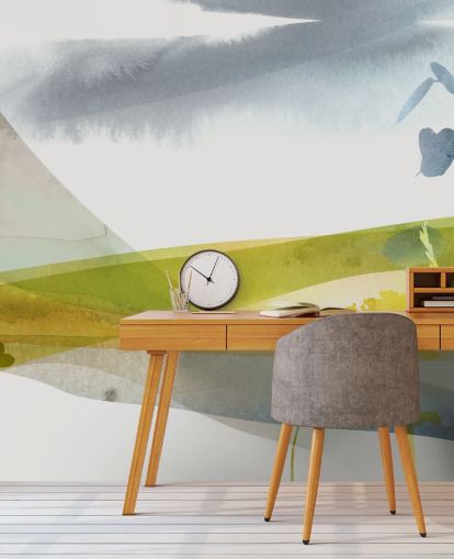 papel pintado paisaje acuarela amarillo y gris papel pintado paisaje acuarela amarillo y gris