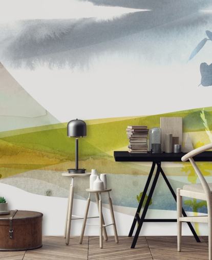 gelbe und graue Aquarell-Landschaft gelbe und graue Aquarell-Landschaft