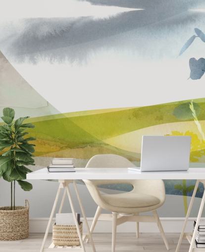 yellow and grey watercolour landscape wallpaper