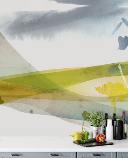 yellow and grey watercolour landscape wallpaper