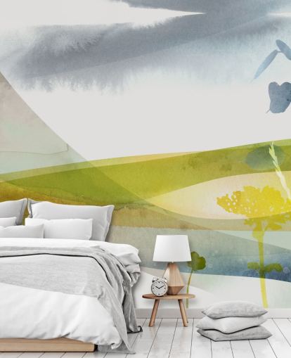 papier peint paysage aquarelle jaune et gris papier peint paysage aquarelle jaune et gris