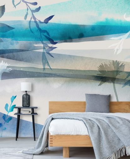 blue, white and grey watercolour landscape wallpaper