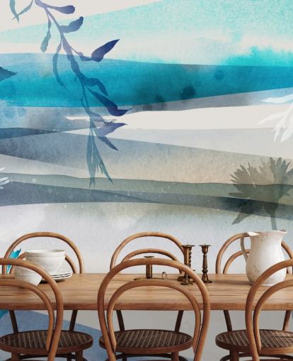 blue, white and grey watercolour landscape wallpaper