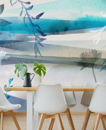 blauw, wit en grijs aquarel landschapsbehang blauw, wit en grijs aquarel landschapsbehang