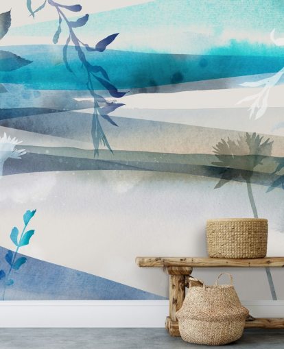 carta da parati paesaggio acquerello blu, bianco e grigio carta da parati paesaggio acquerello blu, bianco e grigio