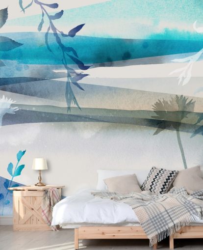 blauw, wit en grijs aquarel landschapsbehang blauw, wit en grijs aquarel landschapsbehang