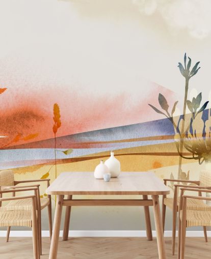 orange, yellow and blue toned abstract beach wallpaper