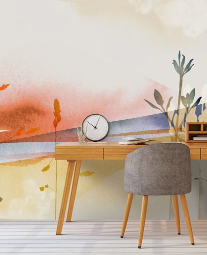 orange, yellow and blue toned abstract beach wallpaper