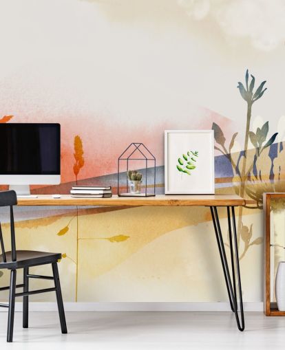 orange, gul och blå tonad abstrakt strand tapet