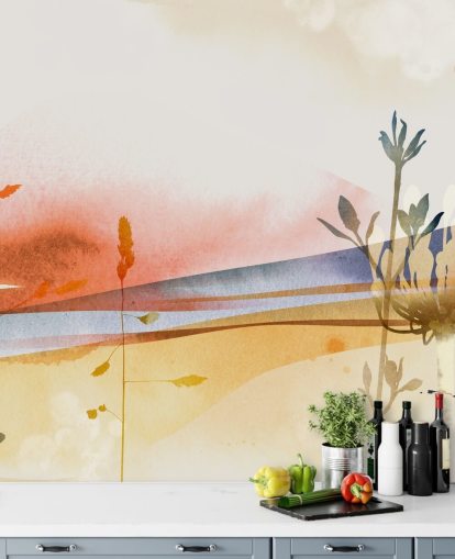 orange, yellow and blue toned abstract beach wallpaper