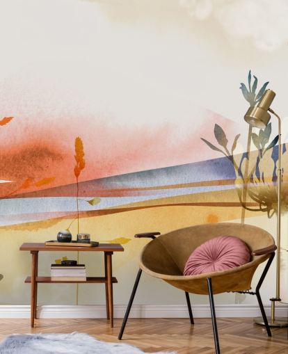 orange, yellow and blue toned abstract beach wallpaper