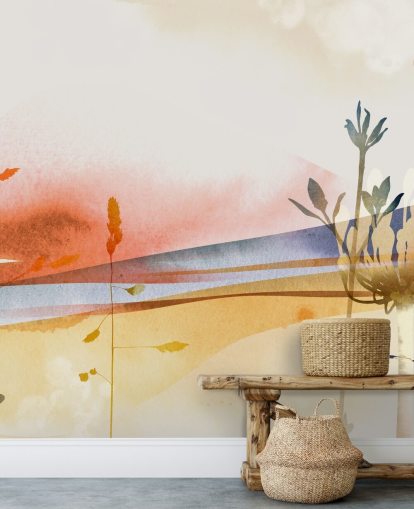 orange, yellow and blue toned abstract beach wallpaper