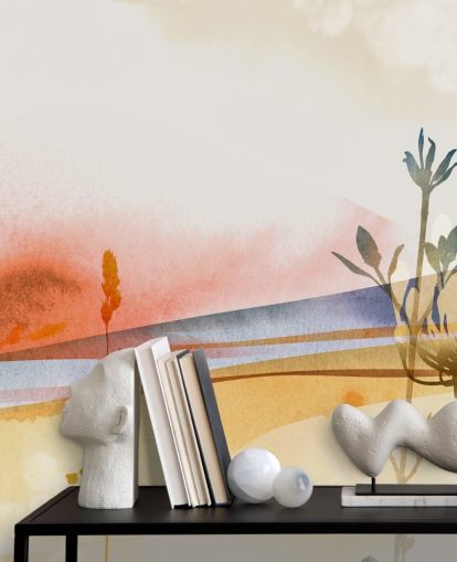 orange, gul och blå tonad abstrakt strand tapet