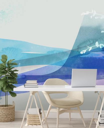 blauw abstract landschap behang blauw abstract landschap behang