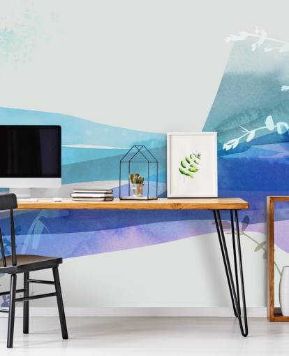 blauw abstract landschap behang blauw abstract landschap behang