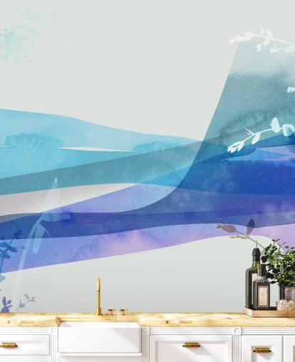 carta da parati blu paesaggio astratto