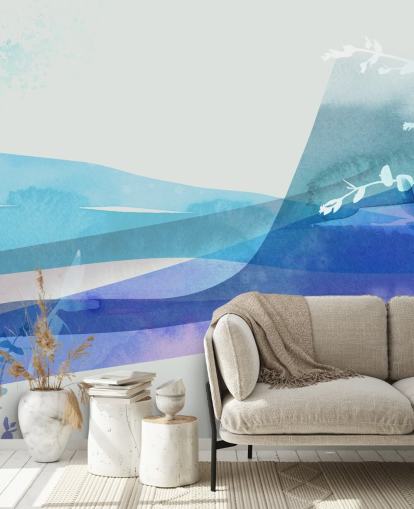 blauw abstract landschap behang blauw abstract landschap behang