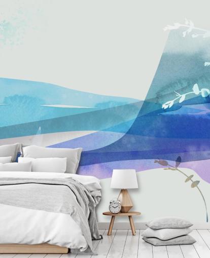 blauw abstract landschap behang blauw abstract landschap behang