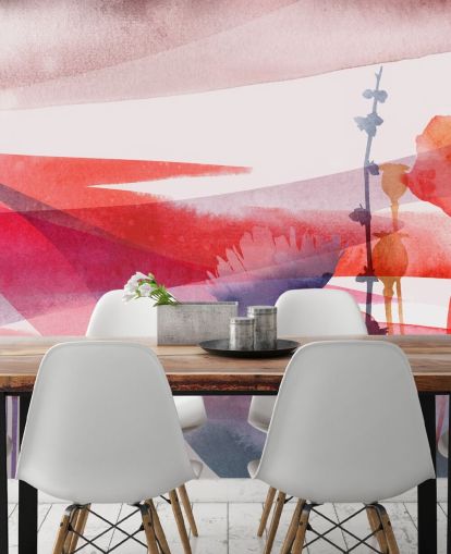 red and purple floral watercolour wallpaper