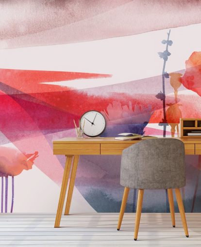 rote und lila florale Aquarelltapete