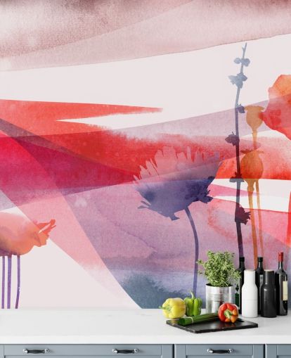 red and purple floral watercolour wallpaper