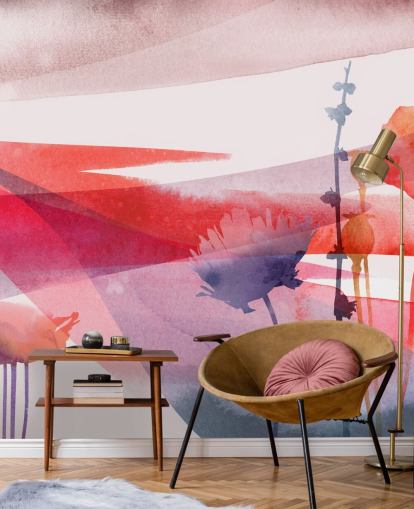 rood en paars bloemenaquarelbehang