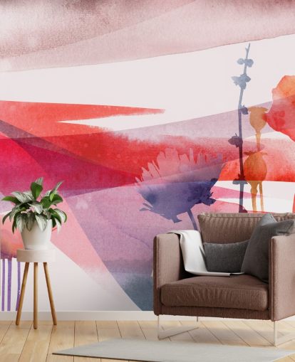 red and purple floral watercolour wallpaper