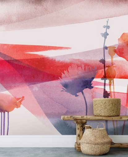 papier peint aquarelle florale rouge et violet papier peint aquarelle florale rouge et violet