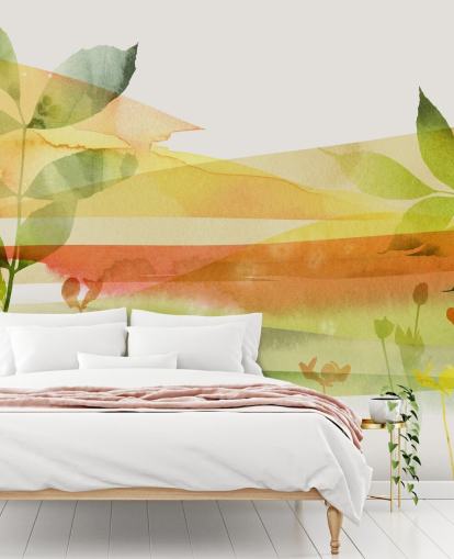 papel pintado naturaleza naranja y verde papel pintado naturaleza naranja y verde