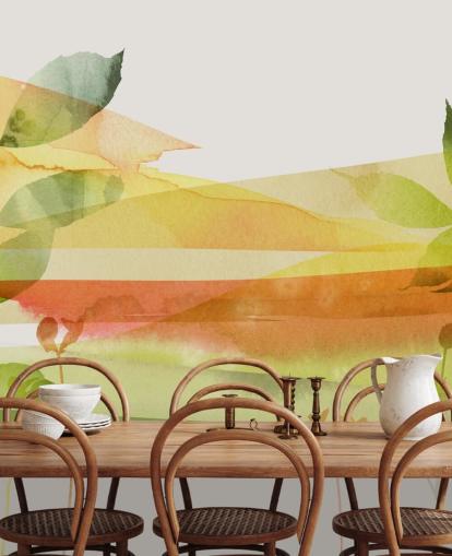 papier peint nature orange et vert