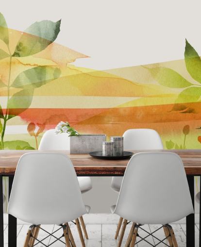 papel pintado naturaleza naranja y verde papel pintado naturaleza naranja y verde