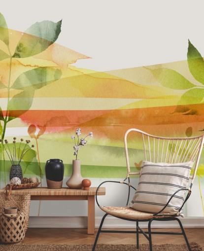 papier peint nature orange et vert