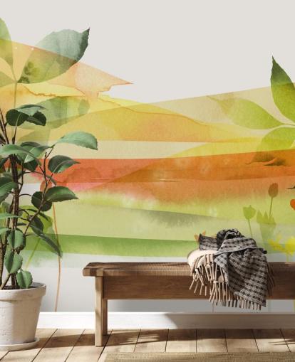 papel pintado naturaleza naranja y verde papel pintado naturaleza naranja y verde