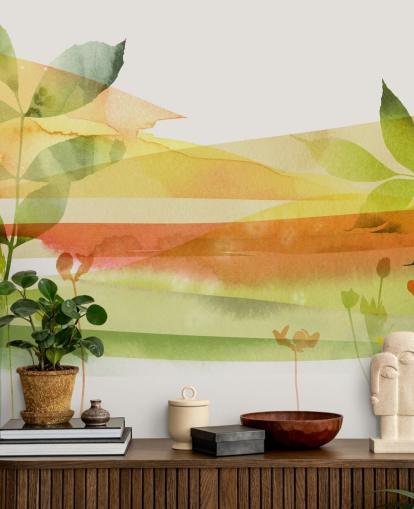 papel pintado naturaleza naranja y verde papel pintado naturaleza naranja y verde