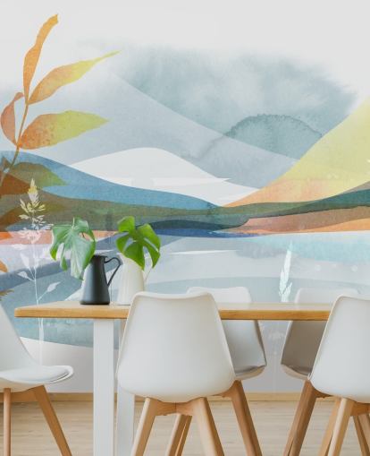 orange og blå abstrakt sø tapet