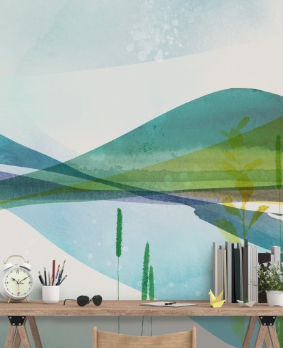 sininen, vihreä ja keltainen abstrakti järvi tapetti sininen, vihreä ja keltainen abstrakti järvi tapetti