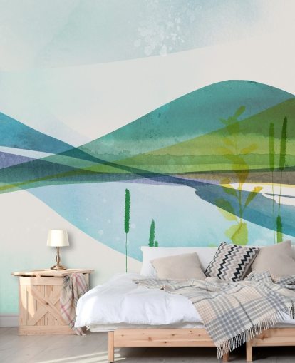 blå, grön och gul abstrakt sjö tapet blå, grön och gul abstrakt sjö tapet