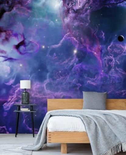 Papel de parede nebular espacial roxo profundo e azul escuro Papel de parede nebular espacial roxo profundo e azul escuro