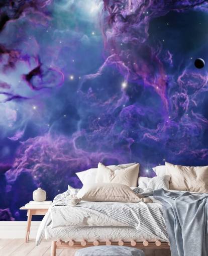 Tiefviolette und dunkelblaue Weltraumnebeltapete Tiefviolette und dunkelblaue Weltraumnebeltapete