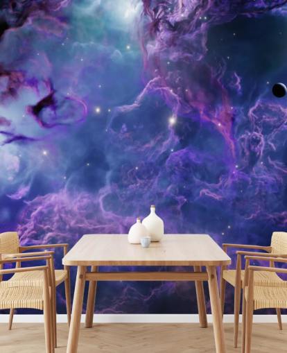 Deep violetti ja tummansininen tila sumuinen tapetti