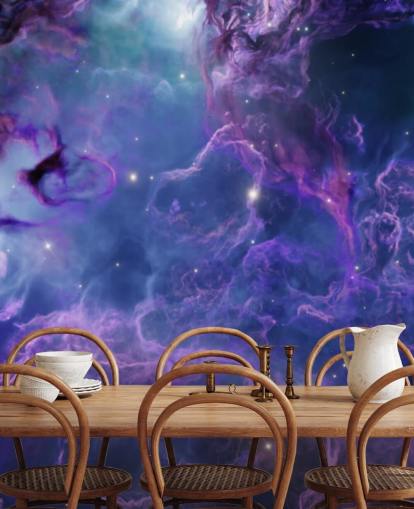 Deep purple and dark blue space nebular wallpaper