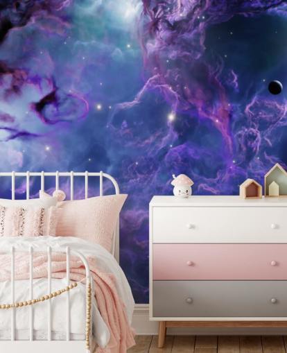 Papel pintado de nebulosas espaciales de color morado oscuro y azul oscuro Papel pintado de nebulosas espaciales de color morado oscuro y azul oscuro