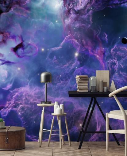 Deep purple and dark blue space nebular wallpaper