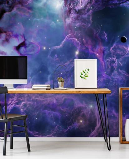 Papel pintado de nebulosas espaciales de color morado oscuro y azul oscuro Papel pintado de nebulosas espaciales de color morado oscuro y azul oscuro