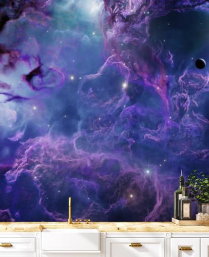 Deep violetti ja tummansininen tila sumuinen tapetti